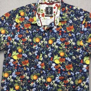 Fried Denim Men's Med Citrus Floral Butterfly Slim Fit Shirt Button Front